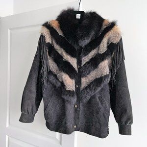 Vintage 80's Fur and Suede Fringe Jacket